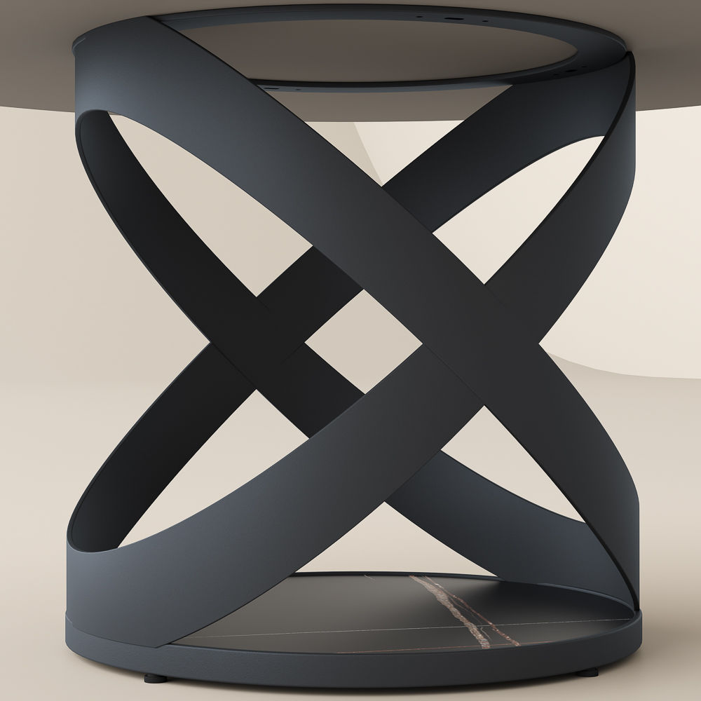 Round Black Matte Sintered Stone Dining Tables