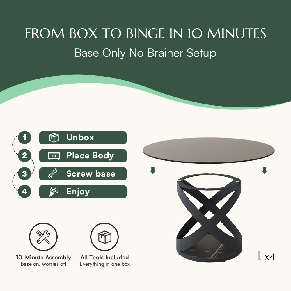 Carbon Steel Smoked Gray Tempered Glass Dining Tables