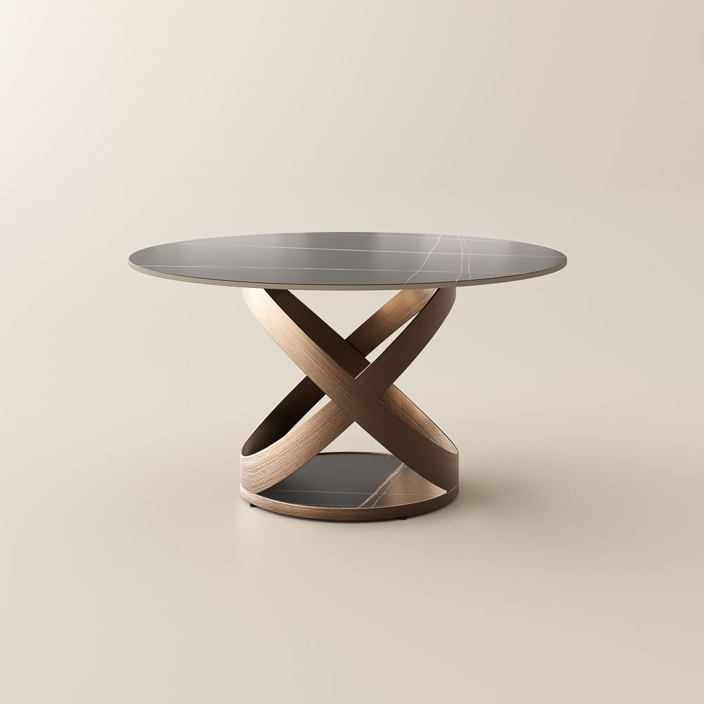 Round Black Matte Sintered Stone Dining Tables