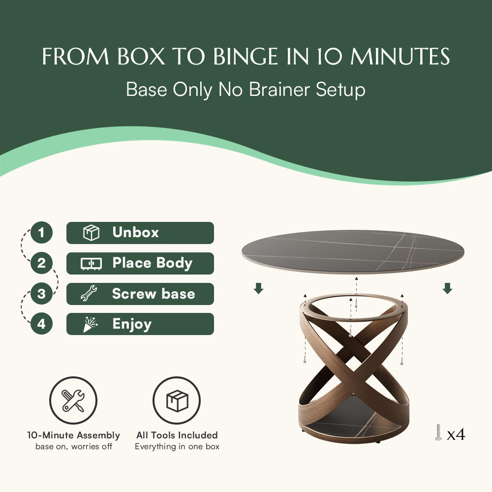 Round Black Matte Sintered Stone Dining Tables