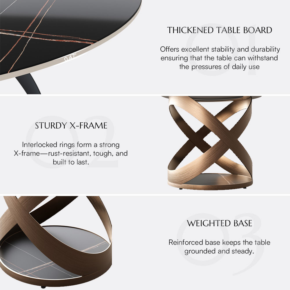 Seats 6 Black Matte Sintered Stone Dining Tables