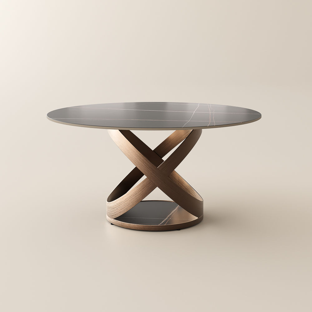 Round Black Matte Sintered Stone Dining Tables
