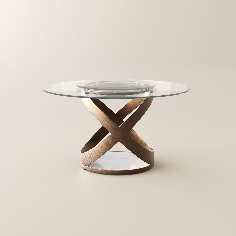 Pedestal Clear Tempered Glass Dining Tables