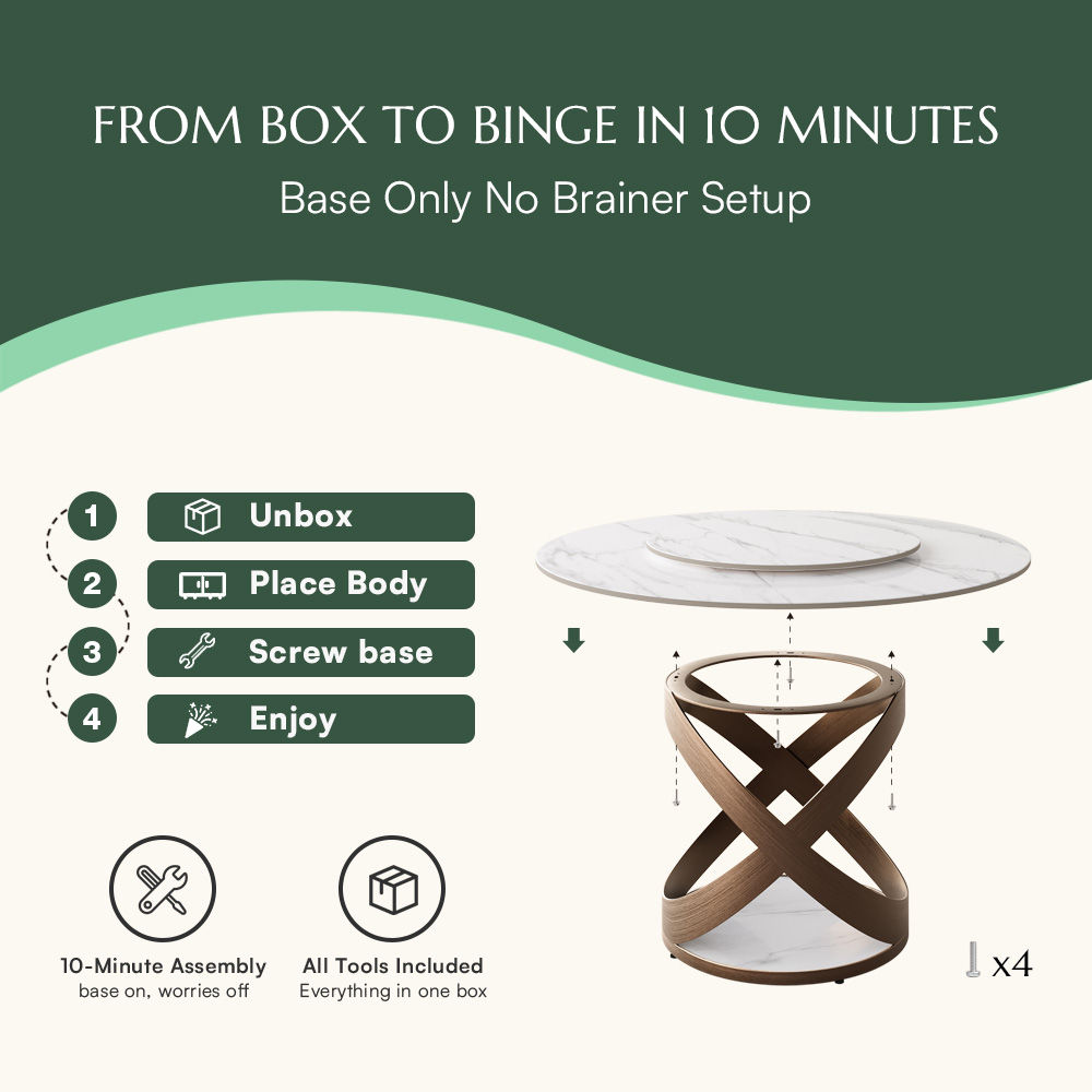 Round White Glossy Sintered Stone Dining Tables