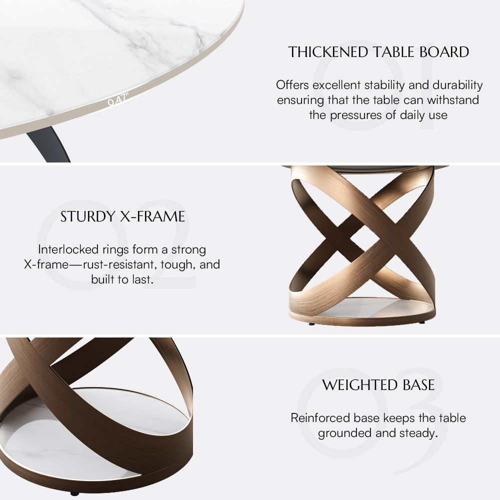 Round White Glossy Sintered Stone Dining Tables