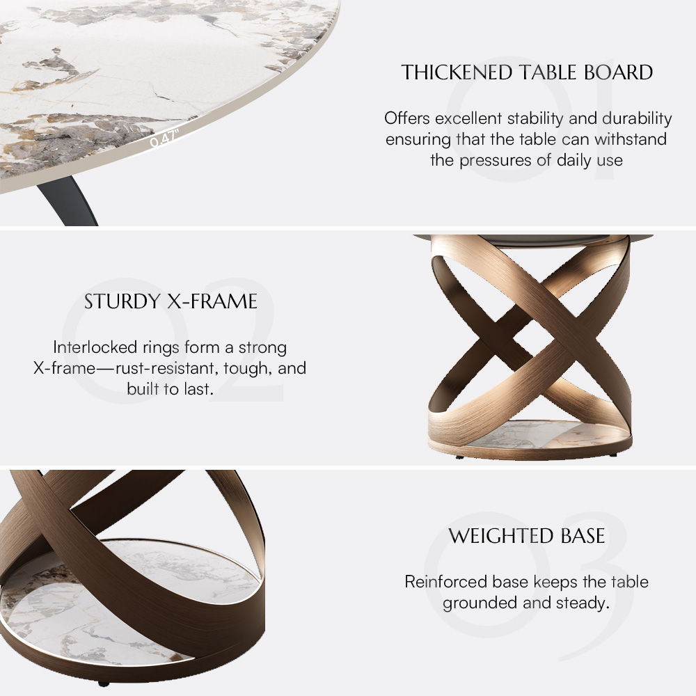 Bronze Pandora Glossy Sintered Stone Dining Tables