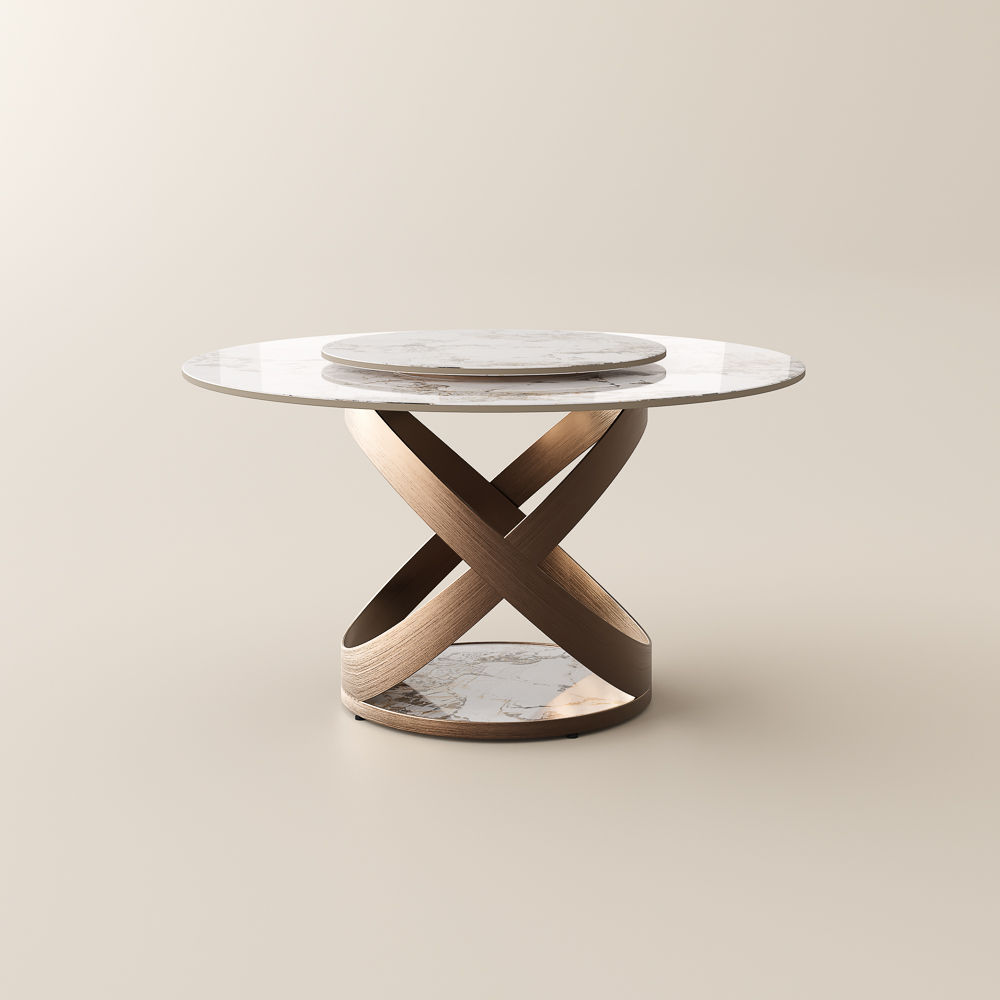 Pedestal Pandora Glossy Sintered Stone Dining Tables