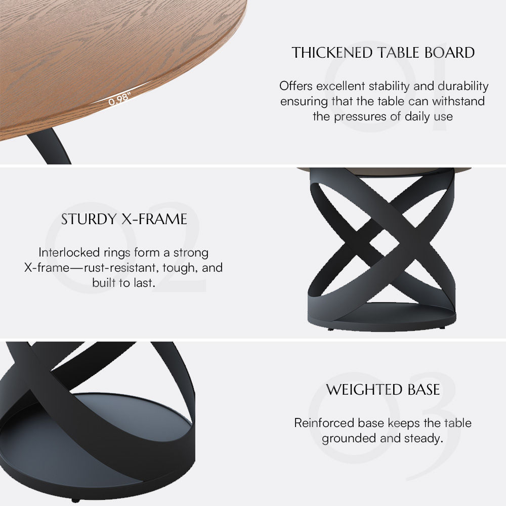 Round Walnut Color Plywood Dining Tables