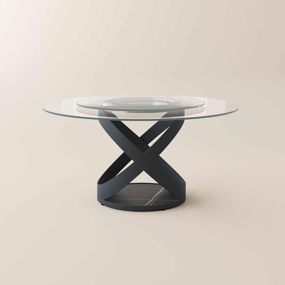Round Clear Tempered Glass Dining Tables