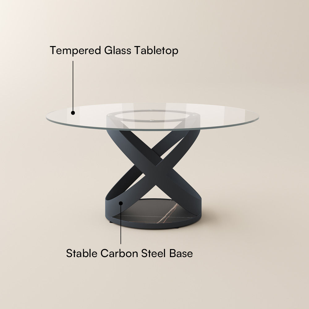 Maxwell Clear Tempered Glass Dining Tables