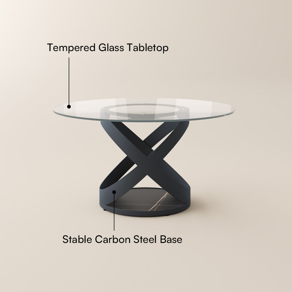 Partial Assembly Required Clear Tempered Glass Dining Tables