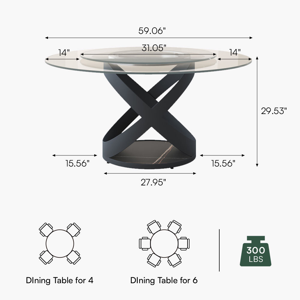 Partial Assembly Required Clear Tempered Glass Dining Tables