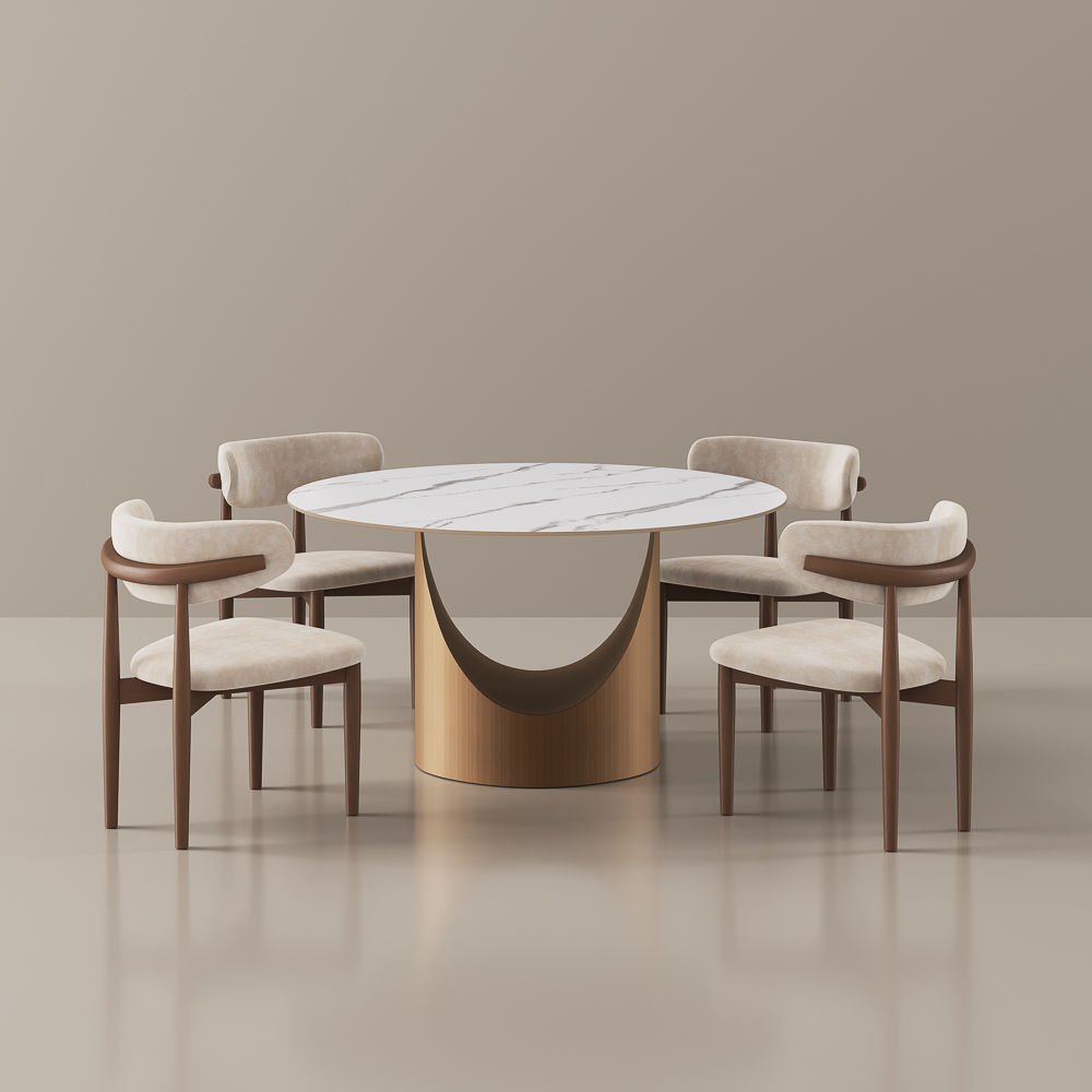 Hobart White Matte Sintered Stone Dining Tables