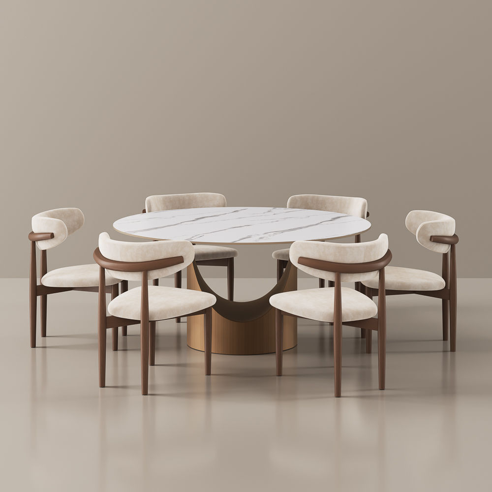 White White Matte Sintered Stone Dining Tables