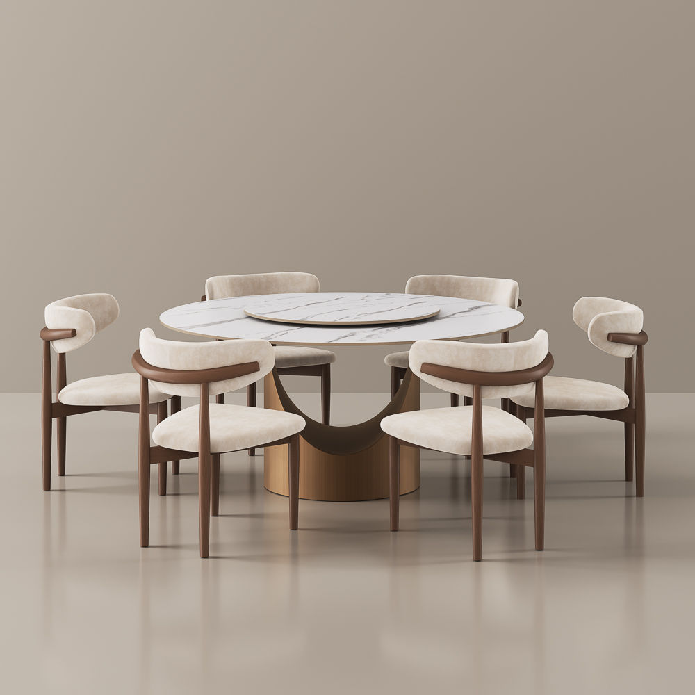 Round White Matte Sintered Stone Dining Tables