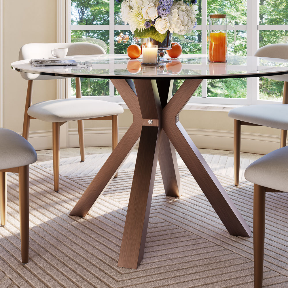 Round White Glossy Sintered Stone Dining Tables