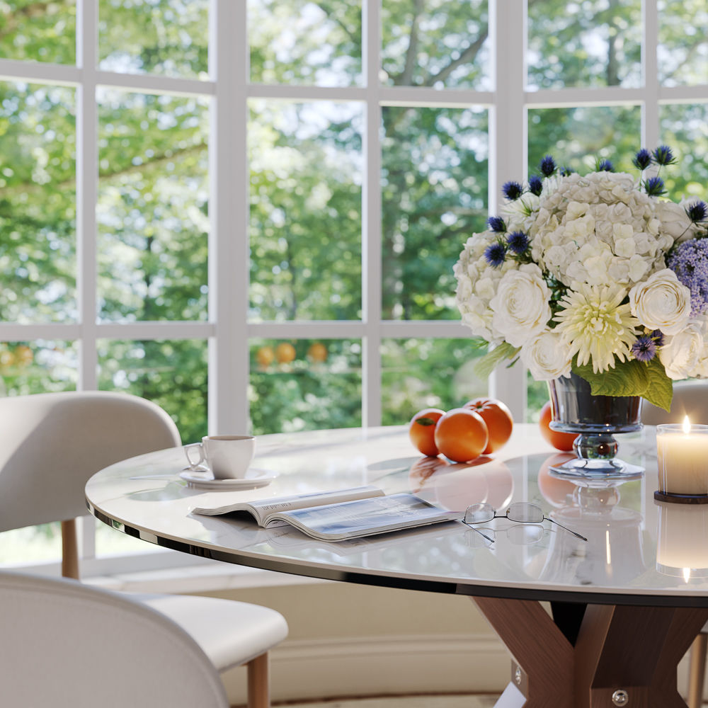 Oval White Glossy Sintered Stone Dining Tables