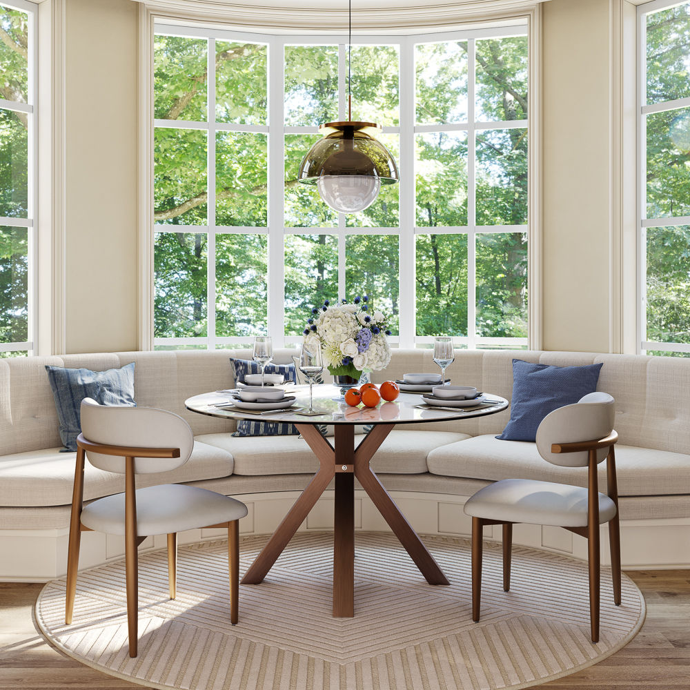 Breakfast Nooks White Glossy Sintered Stone Dining Tables