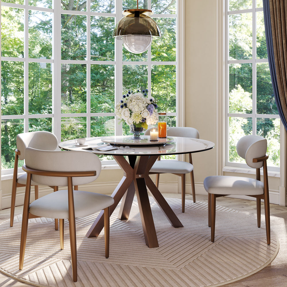 Gaming Room White Glossy Sintered Stone Dining Tables