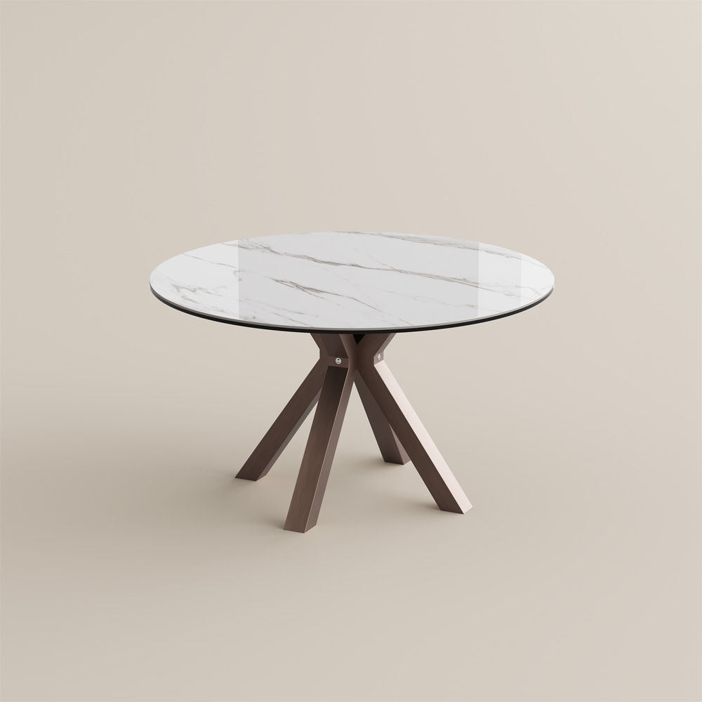Carbon Steel White Glossy Sintered Stone Dining Tables