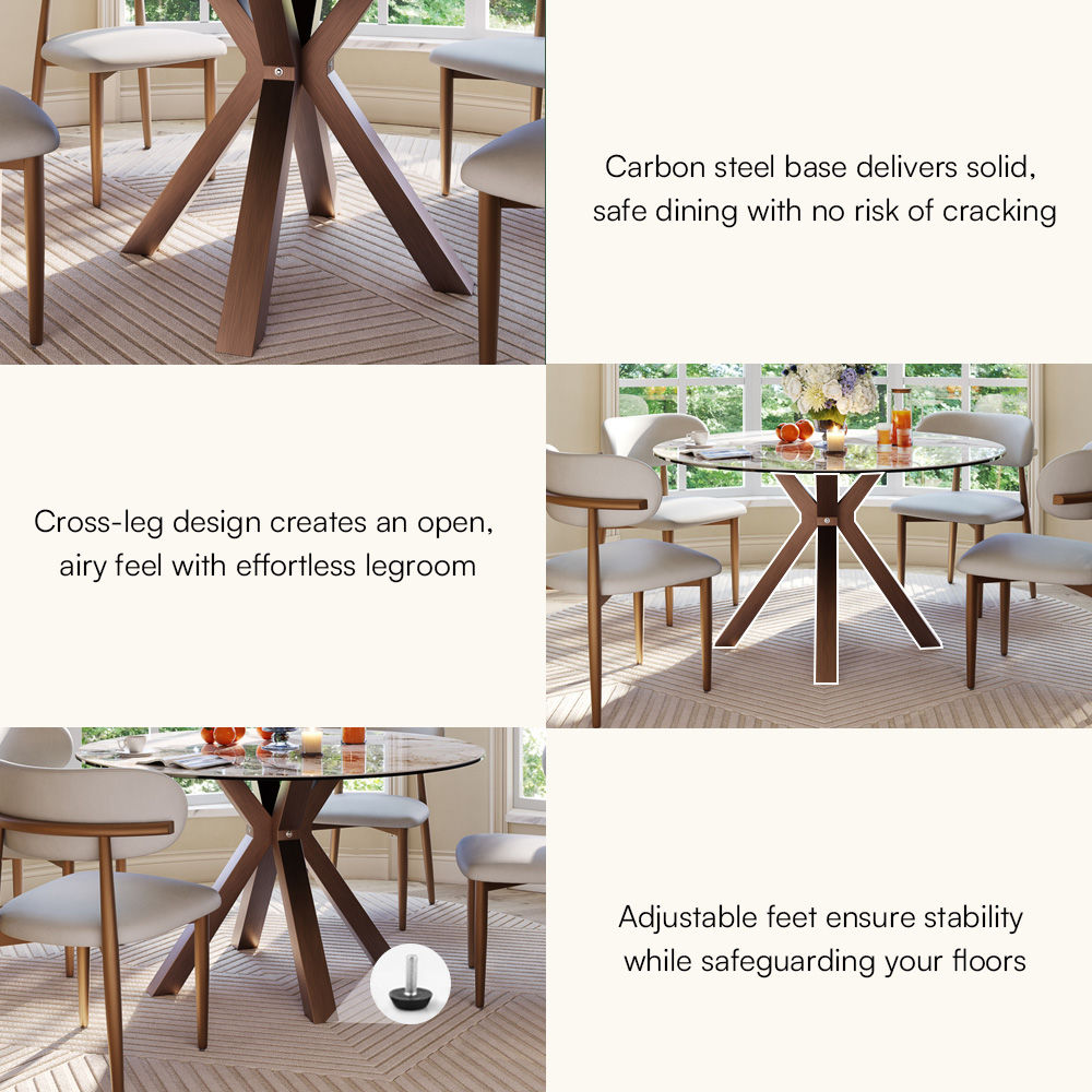 Partly Assemble Pandora Glossy Sintered Stone Dining Tables