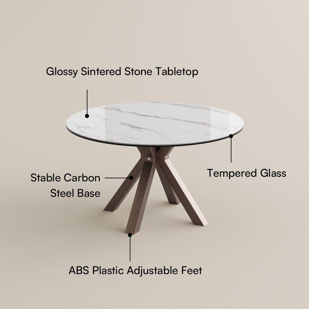 Bedroom White Glossy Sintered Stone Dining Tables