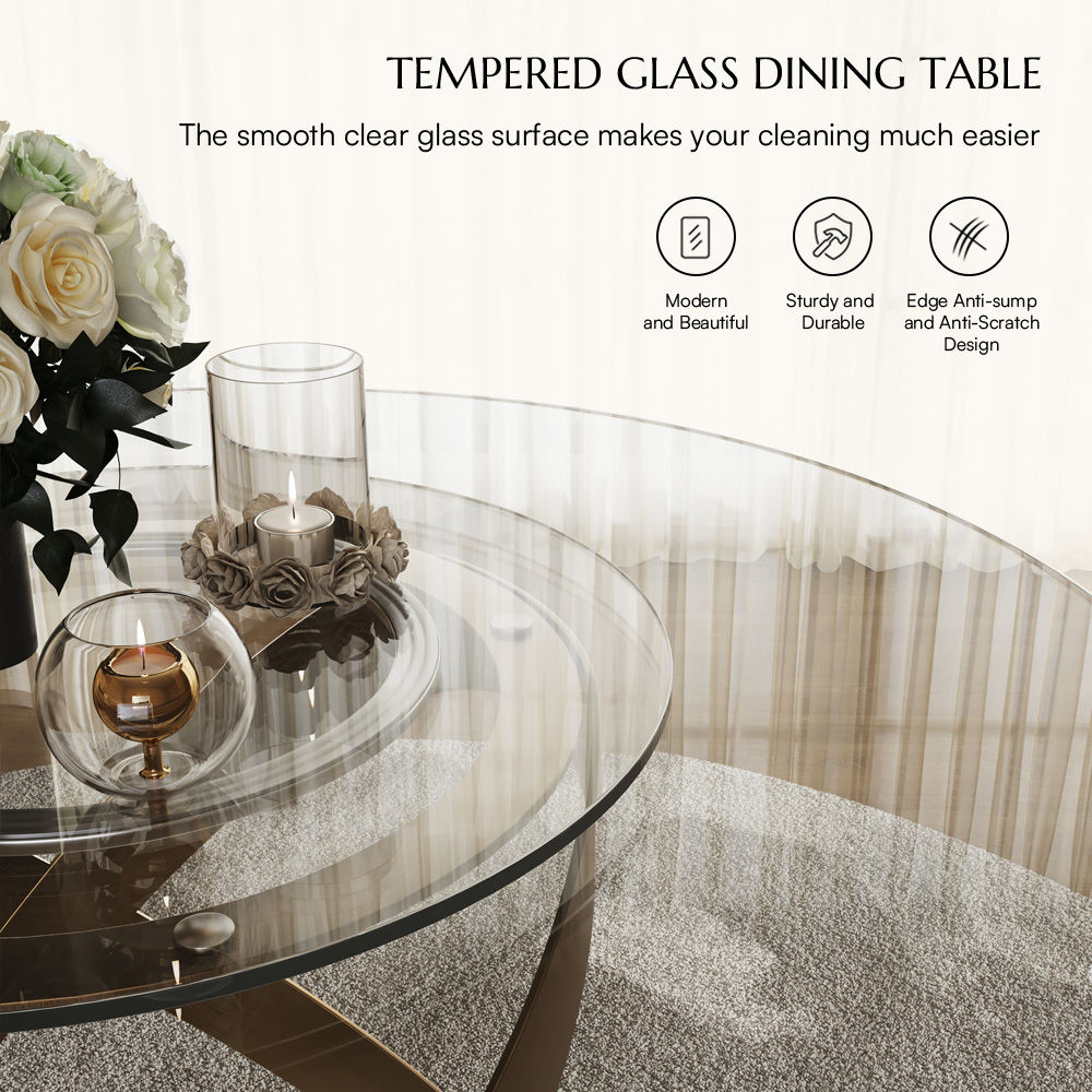 Maxwell Clear Tempered Glass Dining Tables