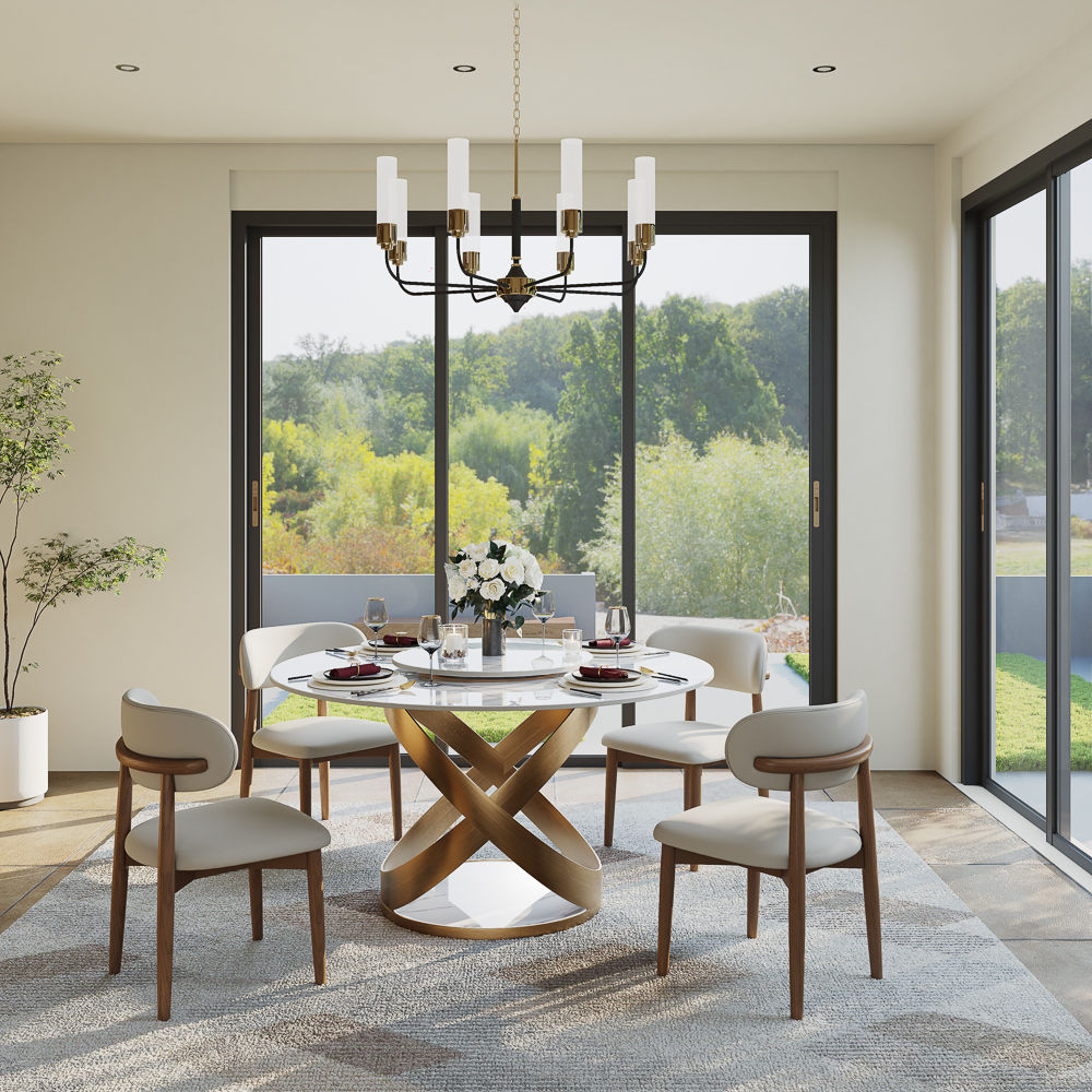 Maxwell White Glossy Sintered Stone Dining Tables