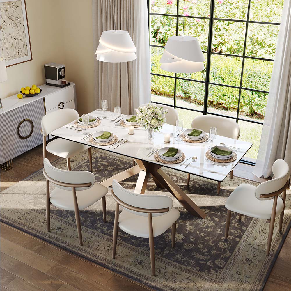 Pandora White Glossy Sintered Stone Dining Tables