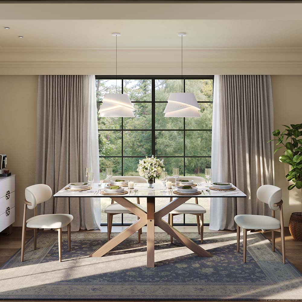 Metal Base White Glossy Sintered Stone Dining Tables