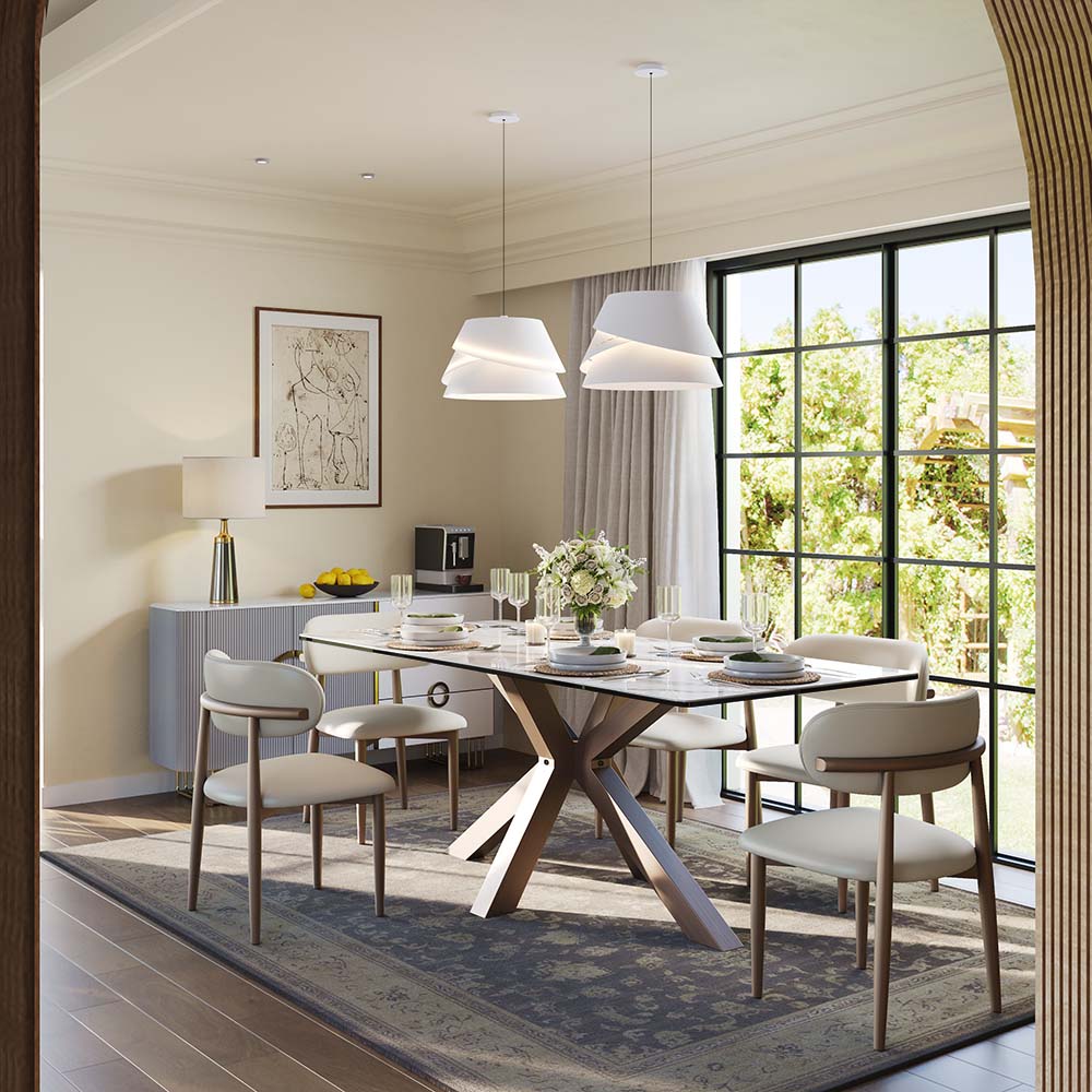 Base White Glossy Sintered Stone Dining Tables