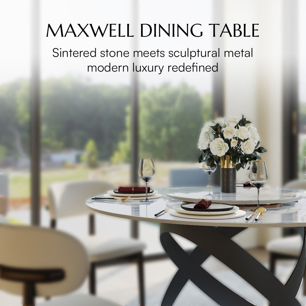 Partial Assembly Required White Glossy Sintered Stone Dining Tables