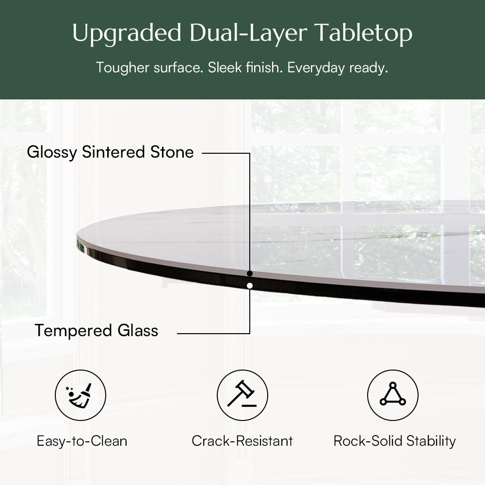 Cross Legs White Glossy Sintered Stone Dining Tables