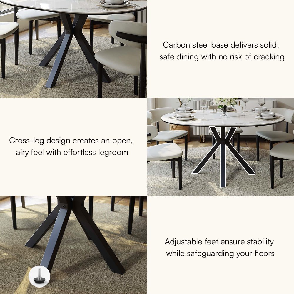 White White Glossy Sintered Stone Dining Tables