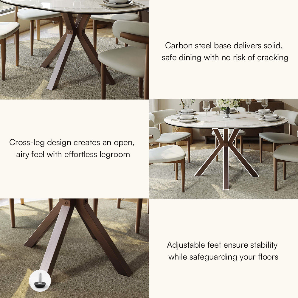with Lazy Susan White Glossy Sintered Stone Dining Tables