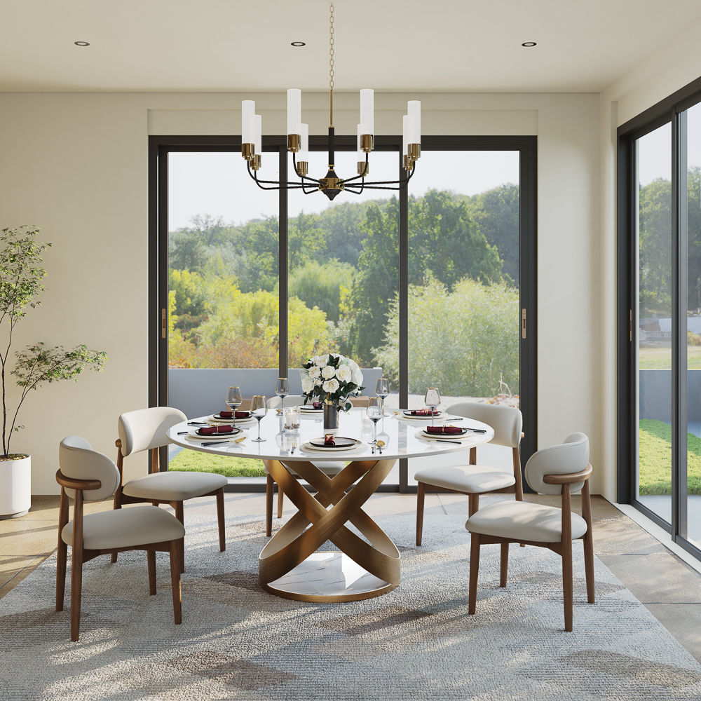 Maxwell White Glossy Sintered Stone Dining Tables