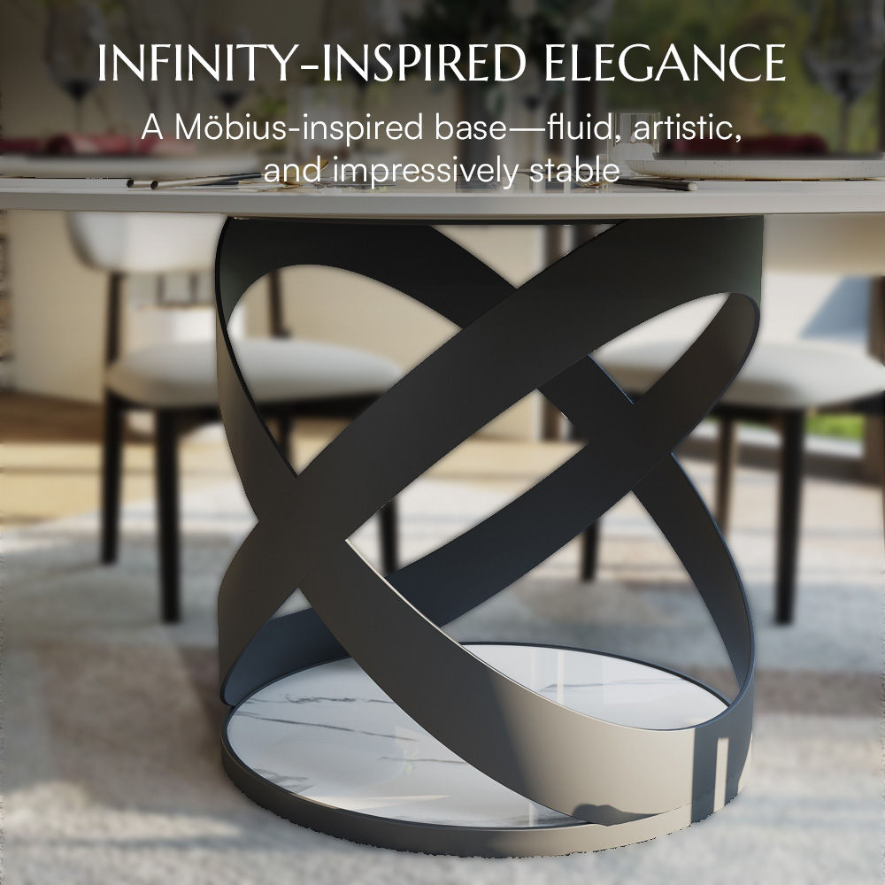 Modern White Glossy Sintered Stone Dining Tables