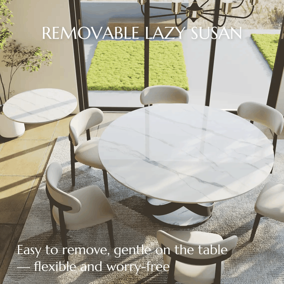 Seats 4 White Glossy Sintered Stone Dining Tables