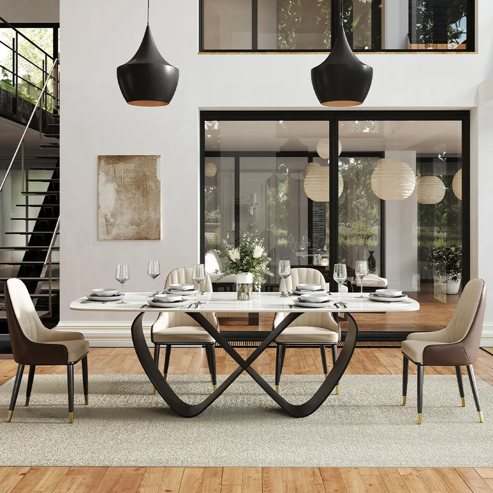 Glossy Sintered Stone Glossy White Sintered Stone Dining Tables