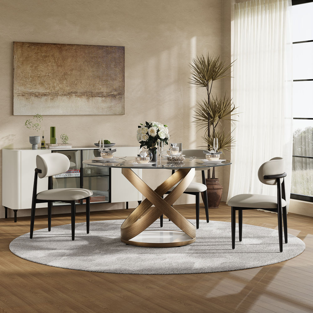 Round Clear Tempered Glass Dining Tables