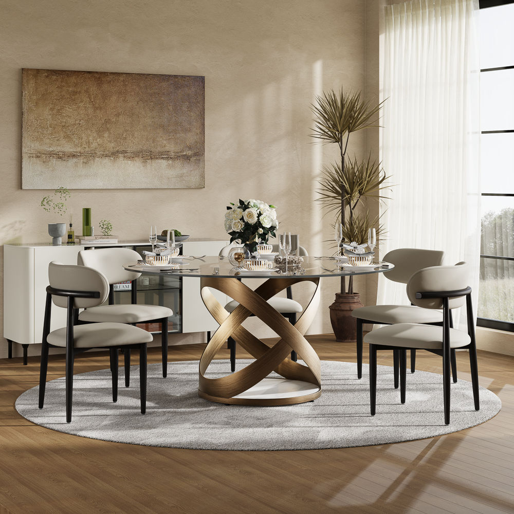 Round Clear Tempered Glass Dining Tables