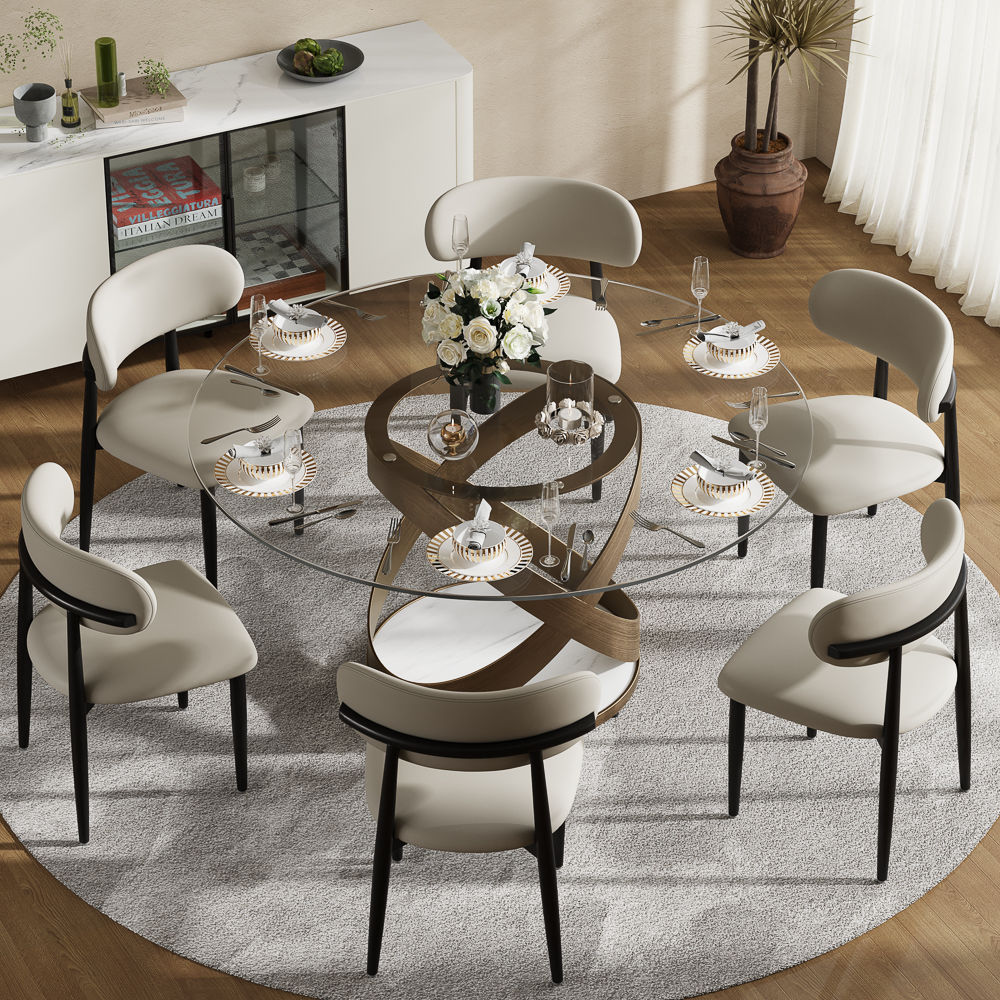 Maxwell Clear Tempered Glass Dining Tables