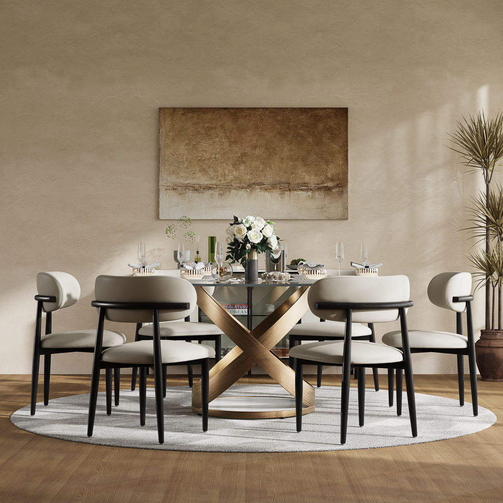 Seats 8 Clear Tempered Glass Dining Tables