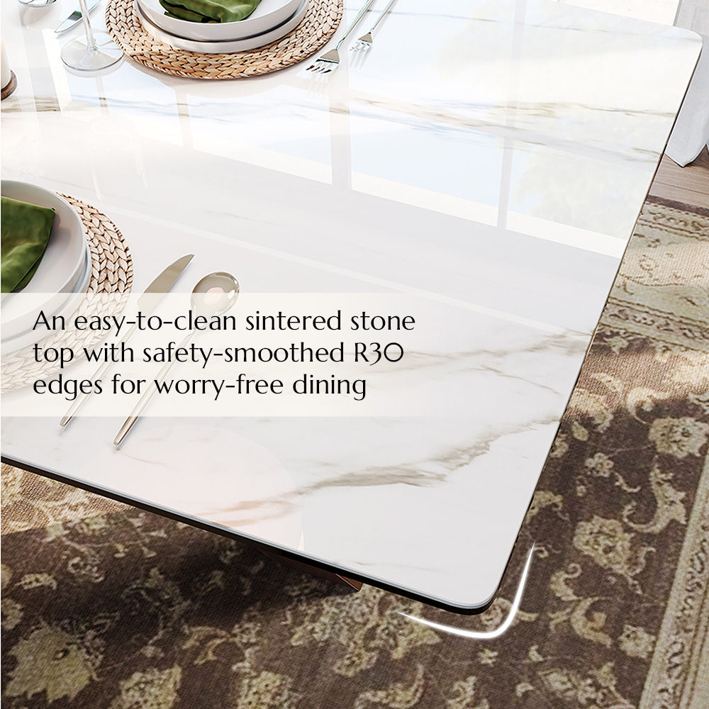 Sintered Stone White Glossy Sintered Stone Dining Tables