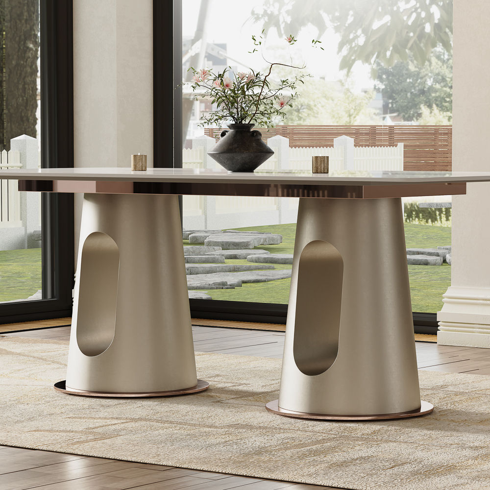 Small Space White Glossy Sintered Stone Dining Tables
