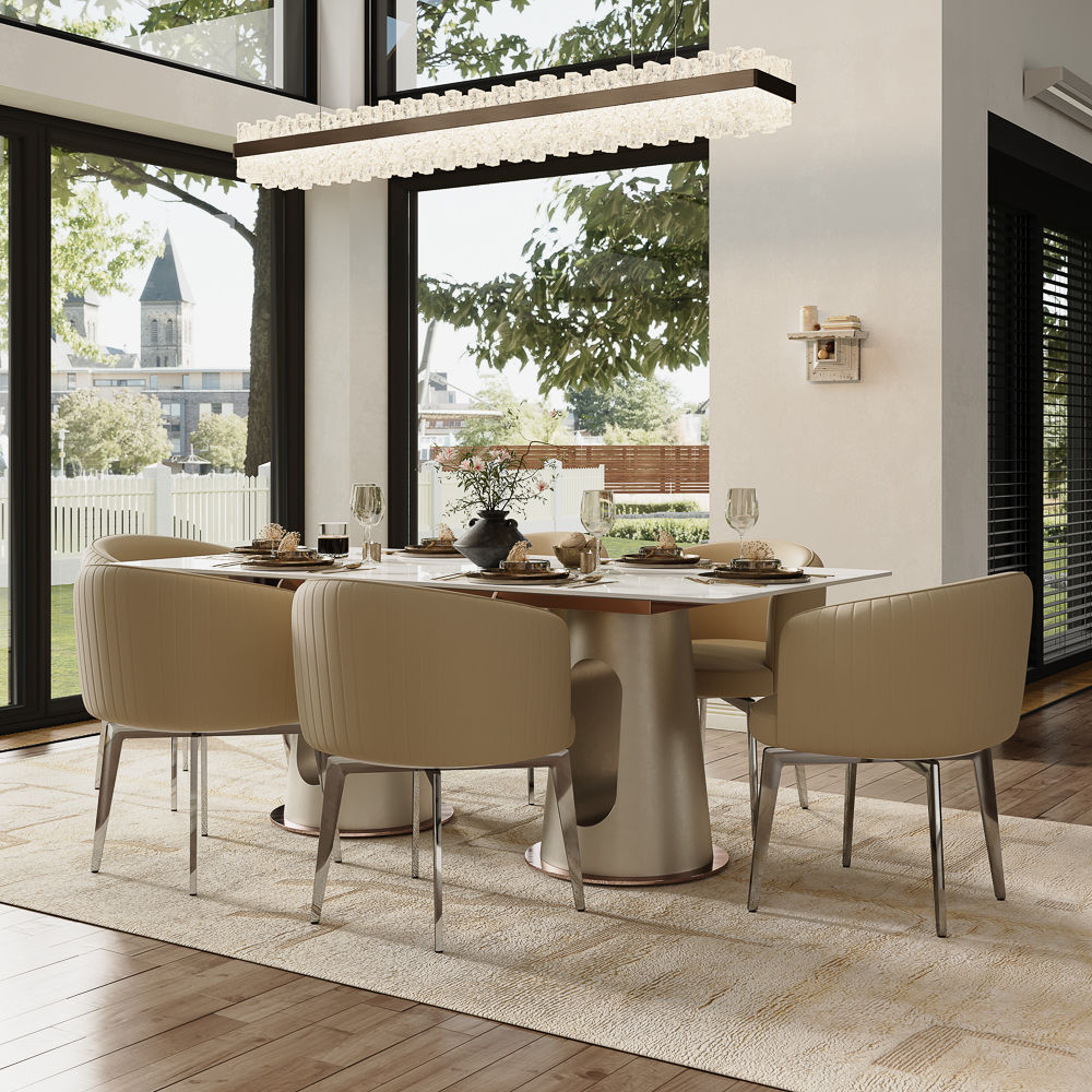 Living Spaces White Glossy Sintered Stone Dining Tables