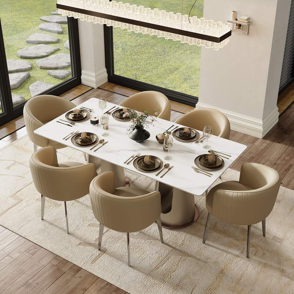 Gaming Room White Glossy Sintered Stone Dining Tables