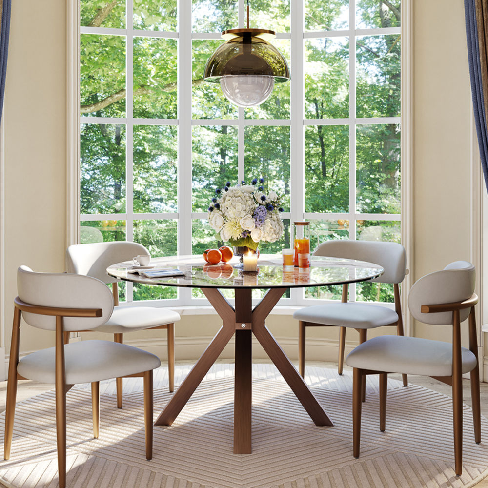 Partial Assembly Required Pandora Glossy Sintered Stone Dining Tables