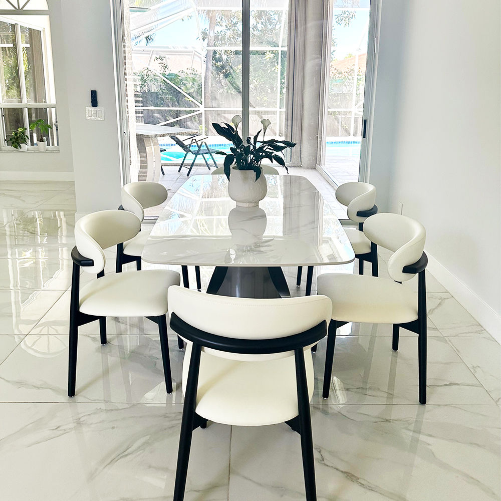 Modern Glossy White Sintered Stone Dining Tables