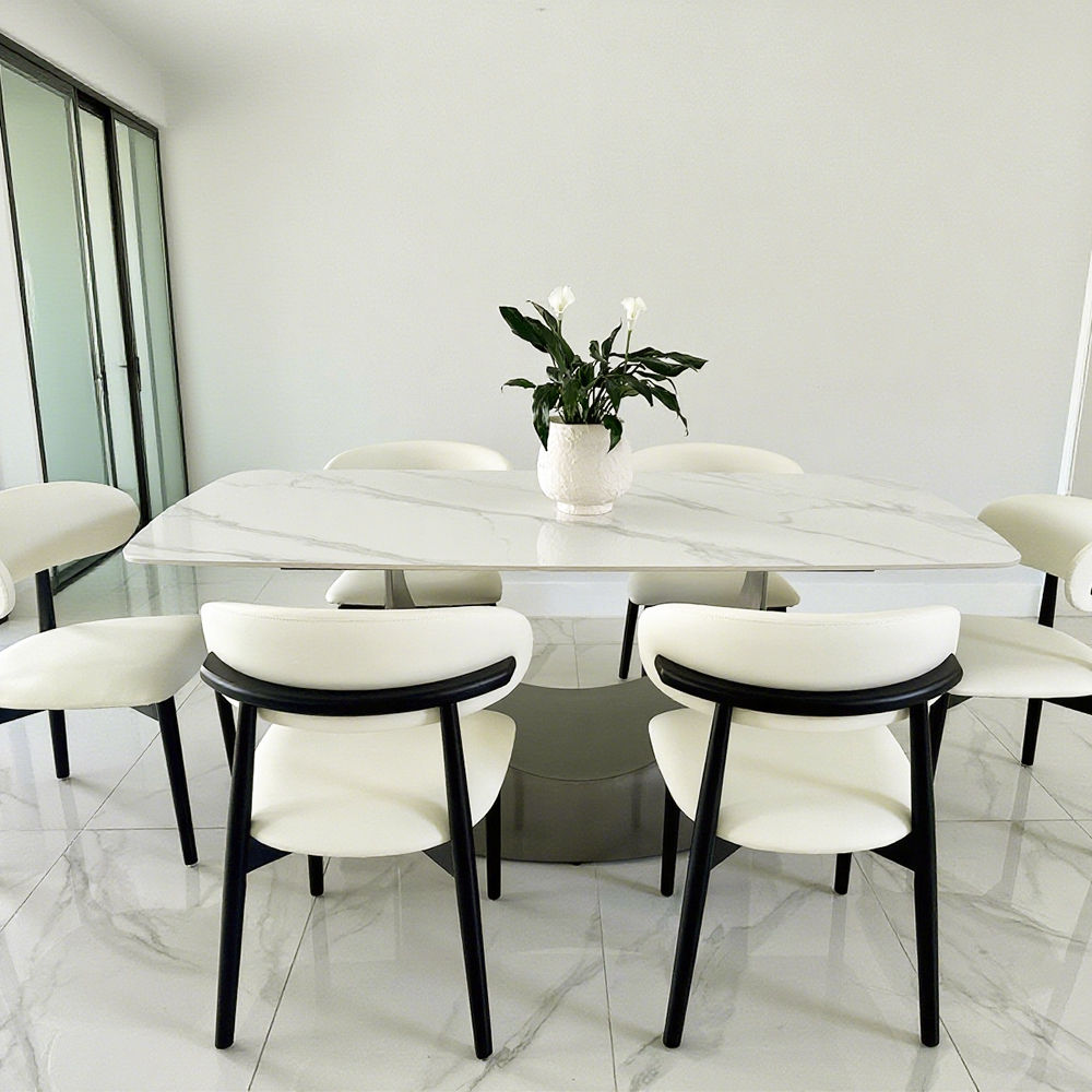 Modern Glossy White Sintered Stone Dining Tables